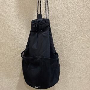 Pink Womens Black Drawstring bag